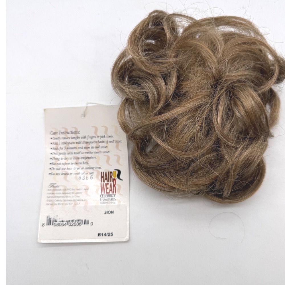 Celebrity Signature Hair Wear Sion‎ Bun Extension Clip In Brown Curly Messy Bun